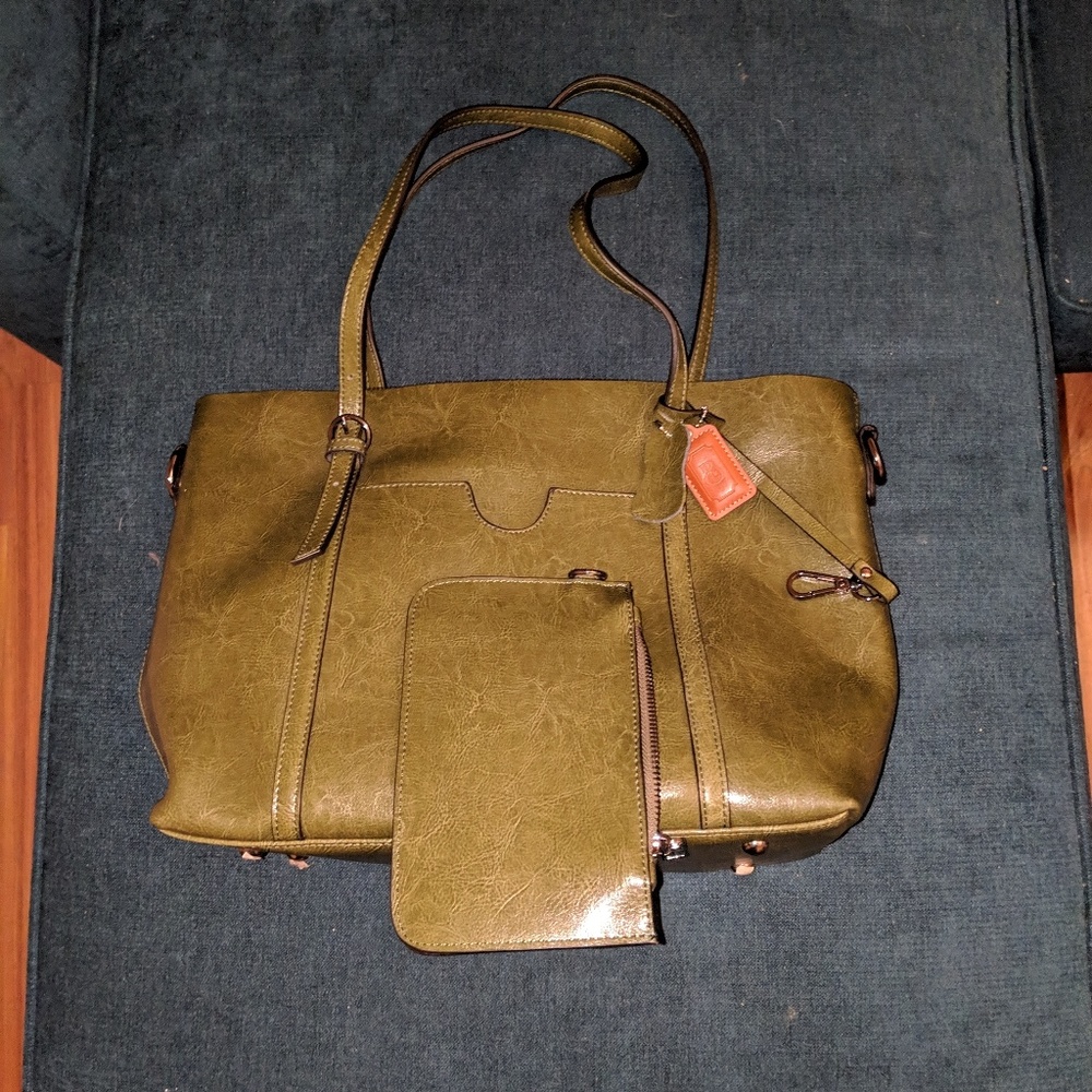 Olive green leather purse